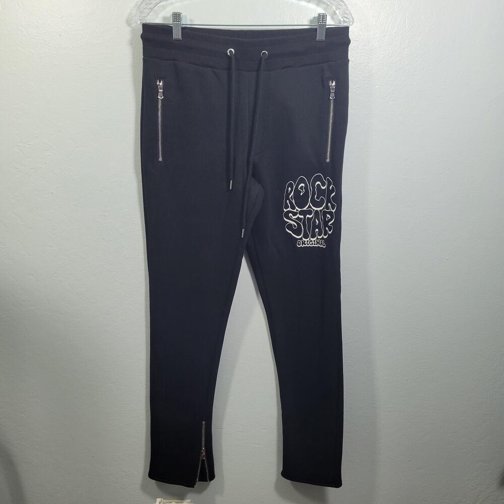 Rockstar Women's Black Joggers With Zippered Slash Pockets Size M 5726-1348